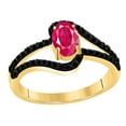 thumbnail image 1 of AoneJewelry 1.45 Ct. Created Ruby and Black Diamond Ring In 10K Solid Rose, White & Yellow Gold, 1 of 5