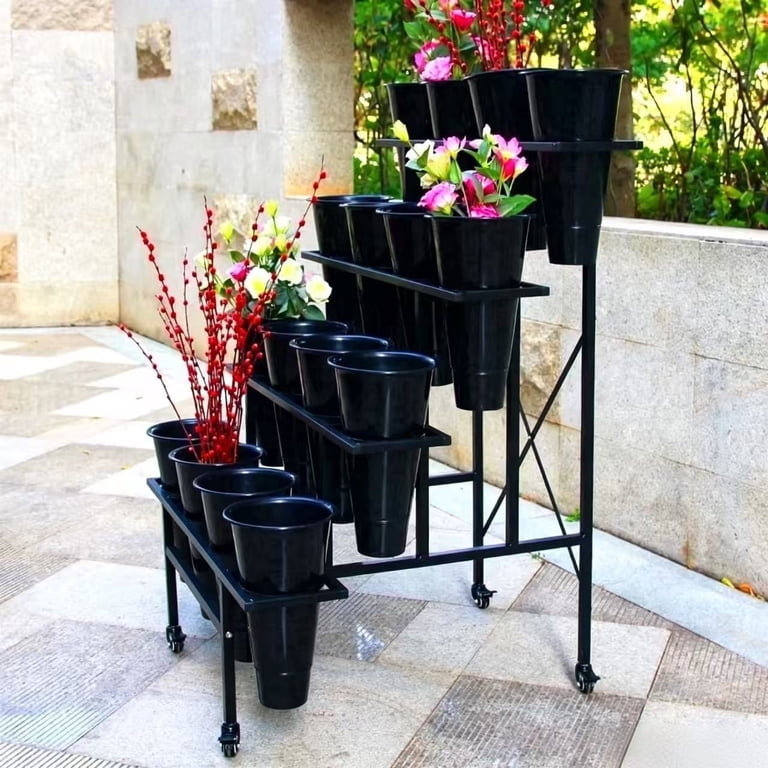 フラワー・ガーデニング ma Zhongma Silk Flower Display Stand, 16 Plastic Buckets, Heavy Duty
