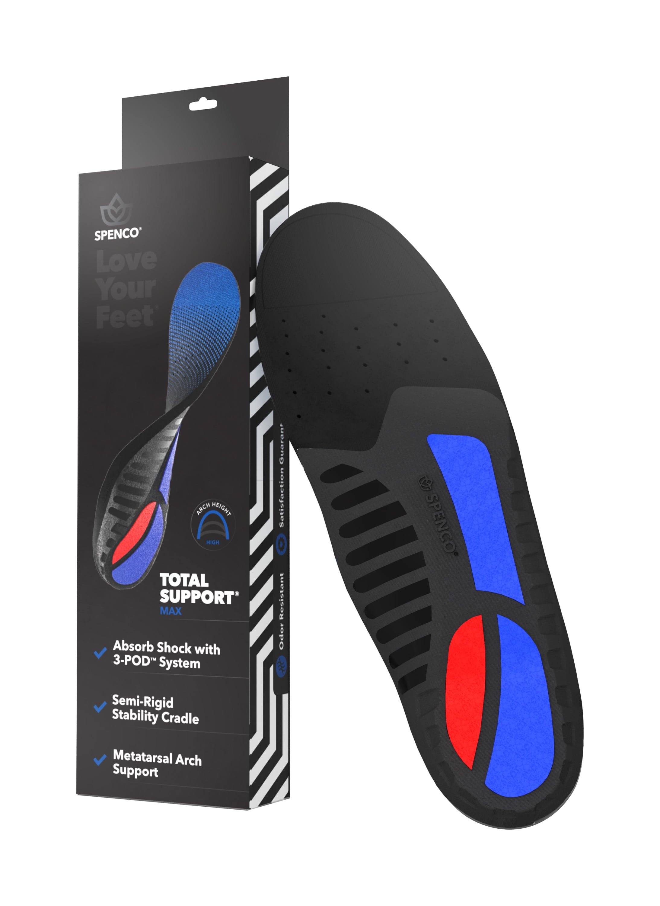 Spenco Total Support insole uni absorbs shock arch support cushioning1 pair 
