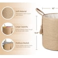 thumbnail image 3 of Mkono Cesta de almacenamiento tejida decorativa de cuerda natural, decoración de cuentas de madera para mantas, juguetes, ropa, zapatos, organizador de plantas con asas, decoración del hogar, yute, 16, 3 of 5
