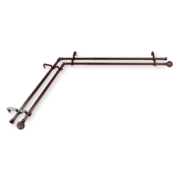 Domovina Reid 13/16-inch Double Corner Window Curtain Rod-Color:Cocoa,Size:66-120"
