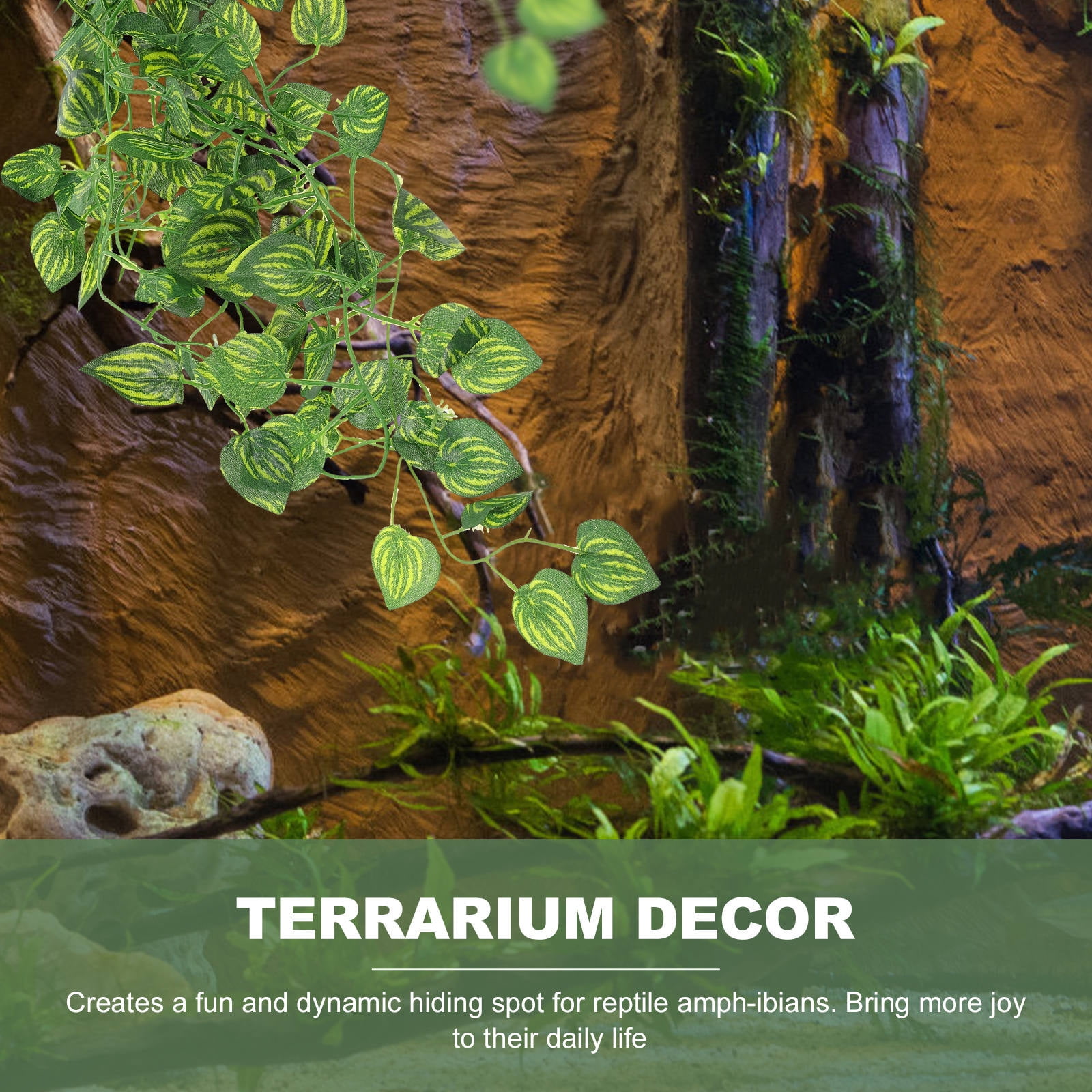 LITINKIMI Artificial Green Vine Terrarium Plant Decor for Reptile and Amphibian Habitat Accessories