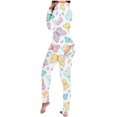 thumbnail image 2 of Kiapeise Women's Sexy Deep V Neck Bodycon Jumpsuit Butt Flap Pajamas Long Sleeve Romper Overall Sleepwear, 2 of 3
