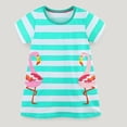 thumbnail image 5 of WIBACKER Toddler Girl Cotton Casual Dress Summer Short Sleeve Appliques Striped Tunic Playwear Shirt Dresses - Flamingo, 5 of 8