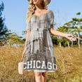thumbnail image 2 of Monochrome Chicago skyline Sleeveless Dress Casual dresses clothes for women, 2 of 6
