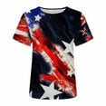 thumbnail image 4 of USSUMA Independence Day Patriotic Womens Tops Summer Loose Fit 4th of July American Flag Summer Top and Blouses Trendy Short Sleeve Shirts T-Shirt for Women Dressy Crewneck Tunic Plus, 4 of 8