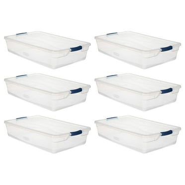 Rubbermaid Cleverstore Clear 41 QT Pack of 6 Stackable Plastic Storage Containers with Durable Latching Clear Lids