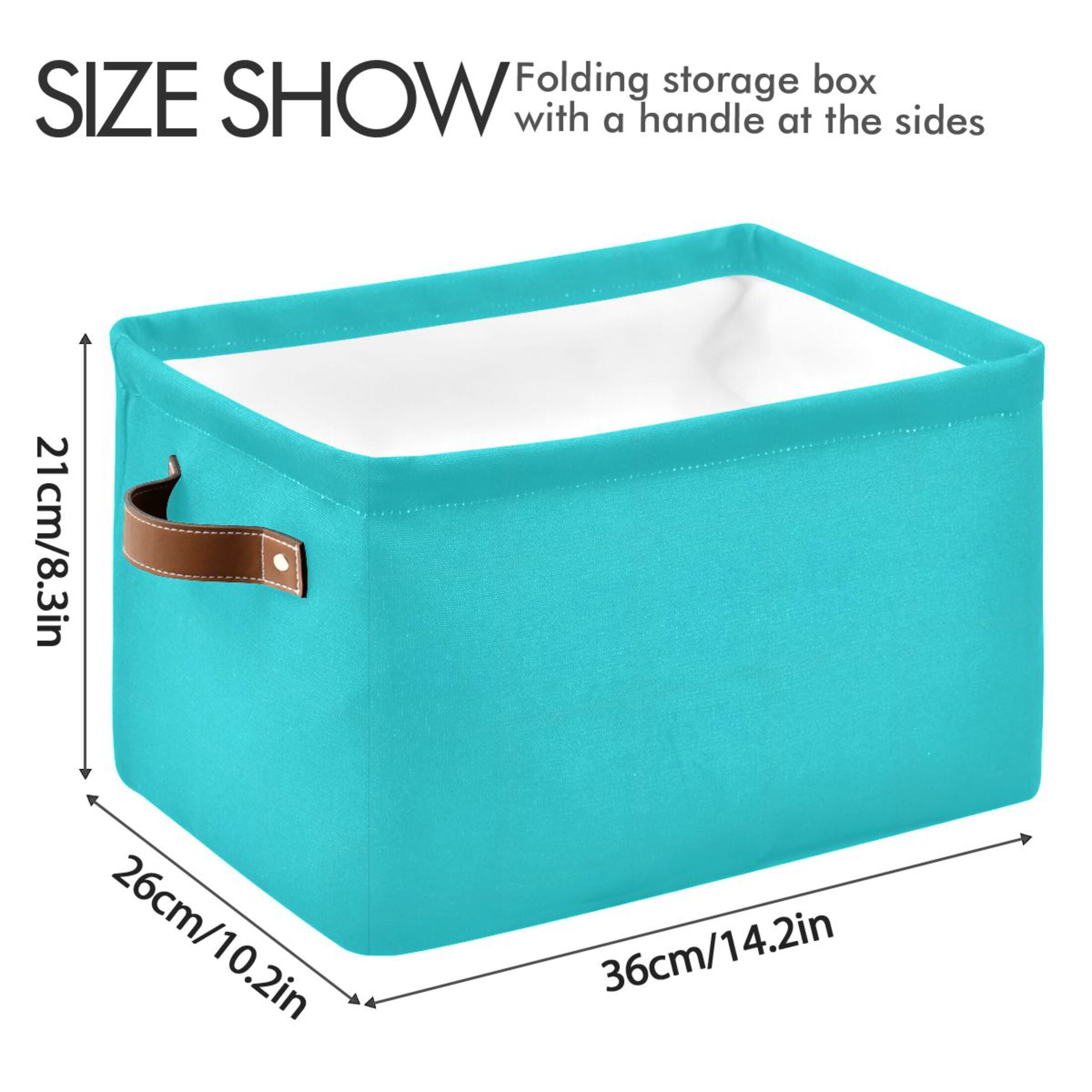 Ryvnso Turquoise Storage Basket Large Bin Foldable Boxes Toys Organizer 14.2x10.2x8.3in 2 PCs