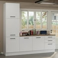 thumbnail image 2 of Madesa Ensemble d'Armoires de Rangement de Garage 94 Po L avec 5 Portes, Multiples Compartiments et 3 Tiroirs, Organisation Modulaire, Armoire de Base de Garde-Manger - Blanc, 2 of 11