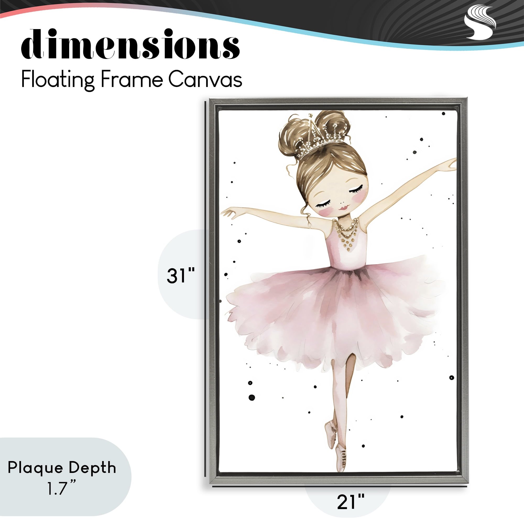 Stupell Industries Pointe Princess in Pink Tutu Gray Framed Floater Canvas Wall Art, design by Creative Studio