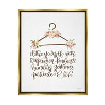 Stupell Industries Clothe Yourself Motivational Fashion Quote Floral Calligraphy Graphic Art Metallic Gold Floating Framed Canvas Print Wall Art, Design by Imperfect Dust