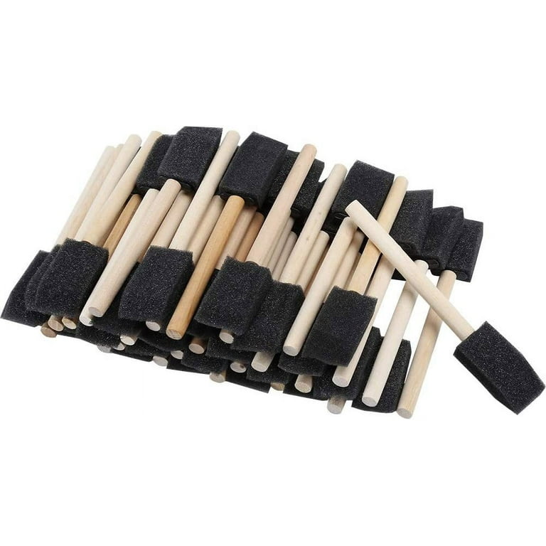 20pcs Black Foam Paint Brush 1 inch Foam Sponge Paint Brush Set with Wooden Handle Art Projects for Acrylics, Stains, Varnishes, Crafts