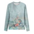 thumbnail image 4 of Kddylitq Workout Tank Tops For Women Graphic Blue Petite Crew Neck Graphic Floral Print Tshirts For Women Plus Size Flowers Oversized Blouses Printed Lounge Long Sleeve Pullover Tops 5XL, 4 of 4
