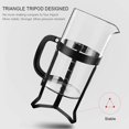 thumbnail image 3 of QUQIYSO Cafetera de prensa francesa de acero inoxidable 304 de 34 oz con 4 filtros, resistente al calor, duradera, fácil de limpiar, prensa de café de vidrio de borosilicato, tetera de vidrio 100% lib, 3 of 5