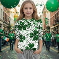 thumbnail image 5 of Girls St Patricks Day Shirt Long Sleeve Shamrock Print Green Top Holiday Festival Outfit Soft Cotton Tee,Size 4 T, 5 of 6