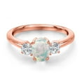 thumbnail image 3 of Gem Stone King 18K Rose Gold Plated Silver Simulated White Opal and Lab Grown Diamond Engagement Ring for Women | 1.34 Cttw | Oval Cabochon 7X5MM | Gemstone October Birthstone | Size 6, 3 of 6