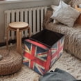 thumbnail image 3 of Taburete otomano plegable con almacenamiento para el hogar, taburete con diseño de bandera británica, 3 of 6