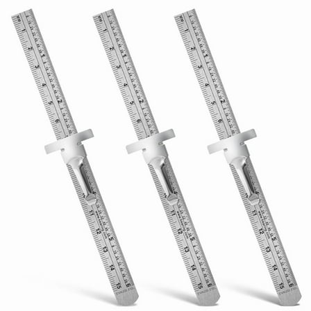 3 PCS Machinist Ruler, 6 Inch 15 cm Pocket Ruler Flexible Precision Stainless Steel with Detachable Clips