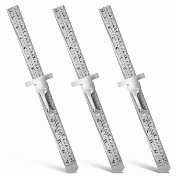 3 PCS Machinist Ruler, 6 Inch 15 cm Pocket Ruler Flexible Precision Stainless Steel with Detachable Clips
