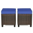 thumbnail image 2 of Gymax Set of 2 Patio Rattan Ottoman Footrest Garden Outdoor w/ Navy Cushion, 2 of 10