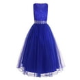 thumbnail image 3 of iiniim Girls Glitter Sequined Lace Tea Length Wedding Bridesmaid Party Flower Dress 2-12 Blue 8, 3 of 7