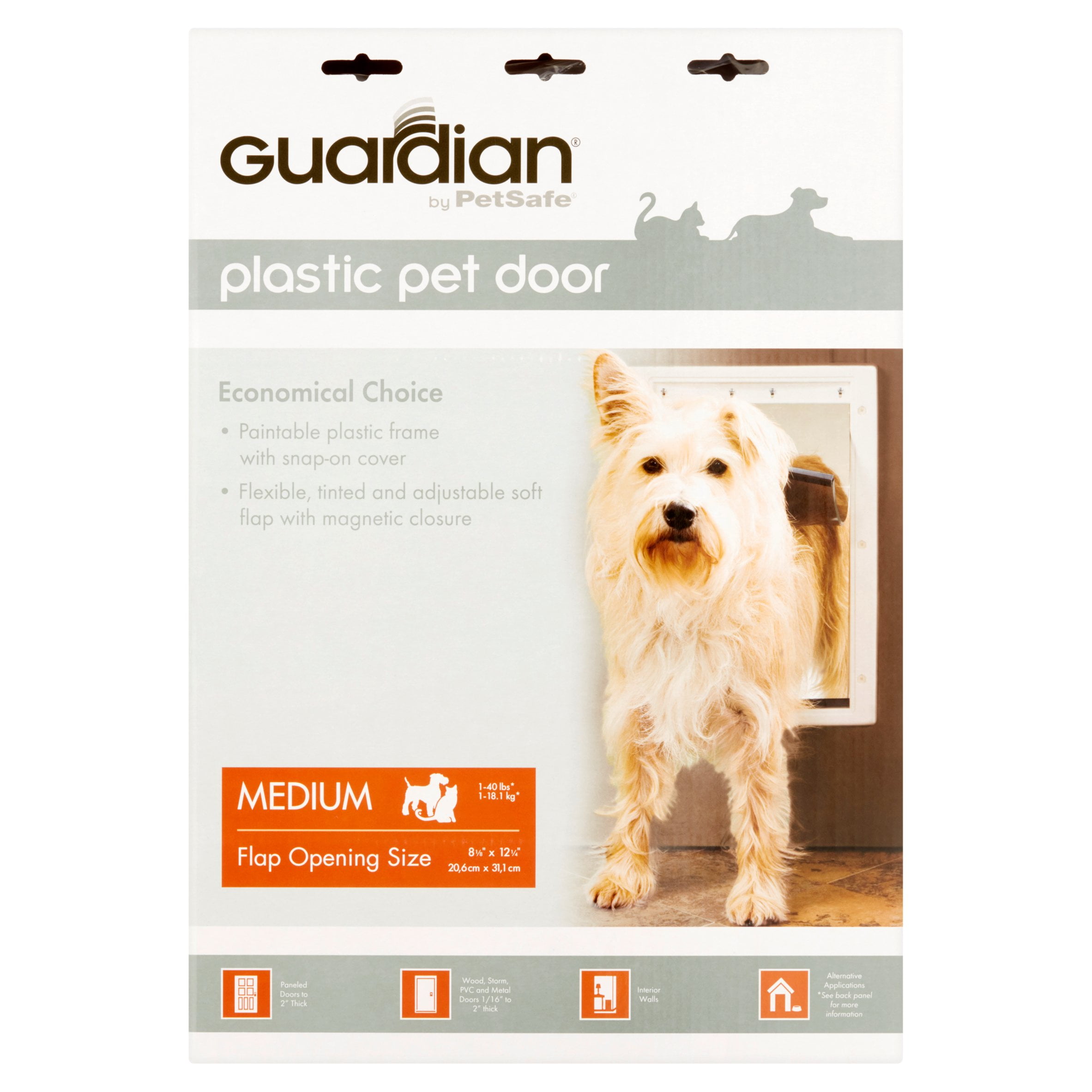 Guardian by PetSafe White Plastic Pet Door, Medium for Pets to 40 lbs