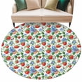 thumbnail image 2 of Strawberry Round Area Rug 7 FT, Non Slip Living Room Area Carpet, Summer Botanical Blue Spring Floral Washable Soft Circular Rug Non-Shedding Floor Carpet for Bedside Office Play Room Classroom, 2 of 9