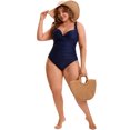 thumbnail image 4 of DARING DIVA Women's Plus 1 Piece Crisscross V-neck Swimsuit 1X Navy Blue, 4 of 7