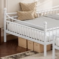 thumbnail image 5 of Leumius Queen over Queen Metal Bunk Bed with Unique Curved Guardrail Design, Round Tube Bunk Bed Frame, Metal Bunk Bed Frame for Kids Teens Adults White, 5 of 9