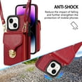 thumbnail image 2 of Nalacover Wallet Case for iPhone 14,with Removable Adjustable Shoulder Strap,PU Leather Back Zipper Pocket Card Holder Stand Purse Shockproof Phone Case for Women Men,Red, 2 of 8