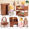 thumbnail image 5 of Juego de muebles para casa de muñecas para niños, juguetes en miniatura, accesorios para casa de muñecas, juguetes de simulación para niños, niñas y niños pequeños de 3 años en adelante con dormitorio, 5 of 5