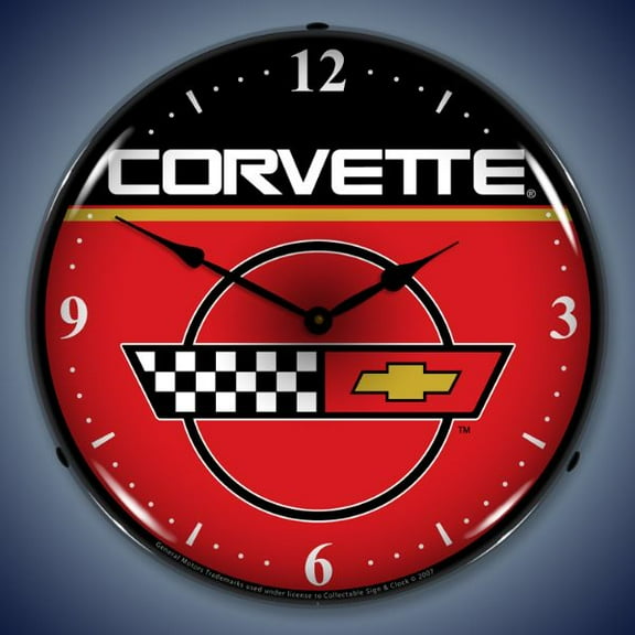 Collectable Sign and Clock C4 Corvette LED Lighted Premium Wall Clock