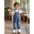 thumbnail image 7 of RUINIXCW Toddler Baby Boy Denim Overalls Tractor Embroidery Sleeveless Jumpsuit, 7 of 7