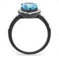 thumbnail image 3 of IP Black(Ion Plating) Stainless Steel Ring with Synthetic Synthetic Glass in Sea Blue for Women Sea Blue Stone Color Style TK3057 Size 9, 3 of 4