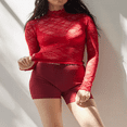 thumbnail image 2 of Turtleneck Sheer Lace Basic Shirt Pullover for Women with Long Sleeves, 2 of 7