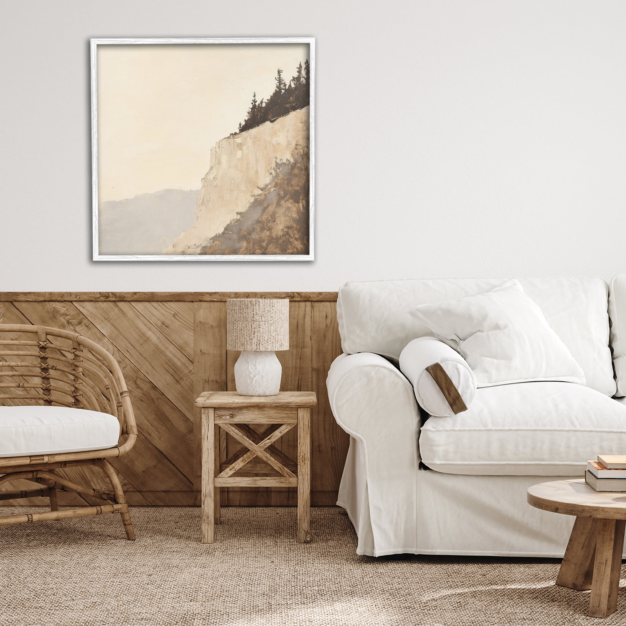 Stupell Industries Serene Cliffside Vista White Framed Giclee Art, design by Petal Prints Design