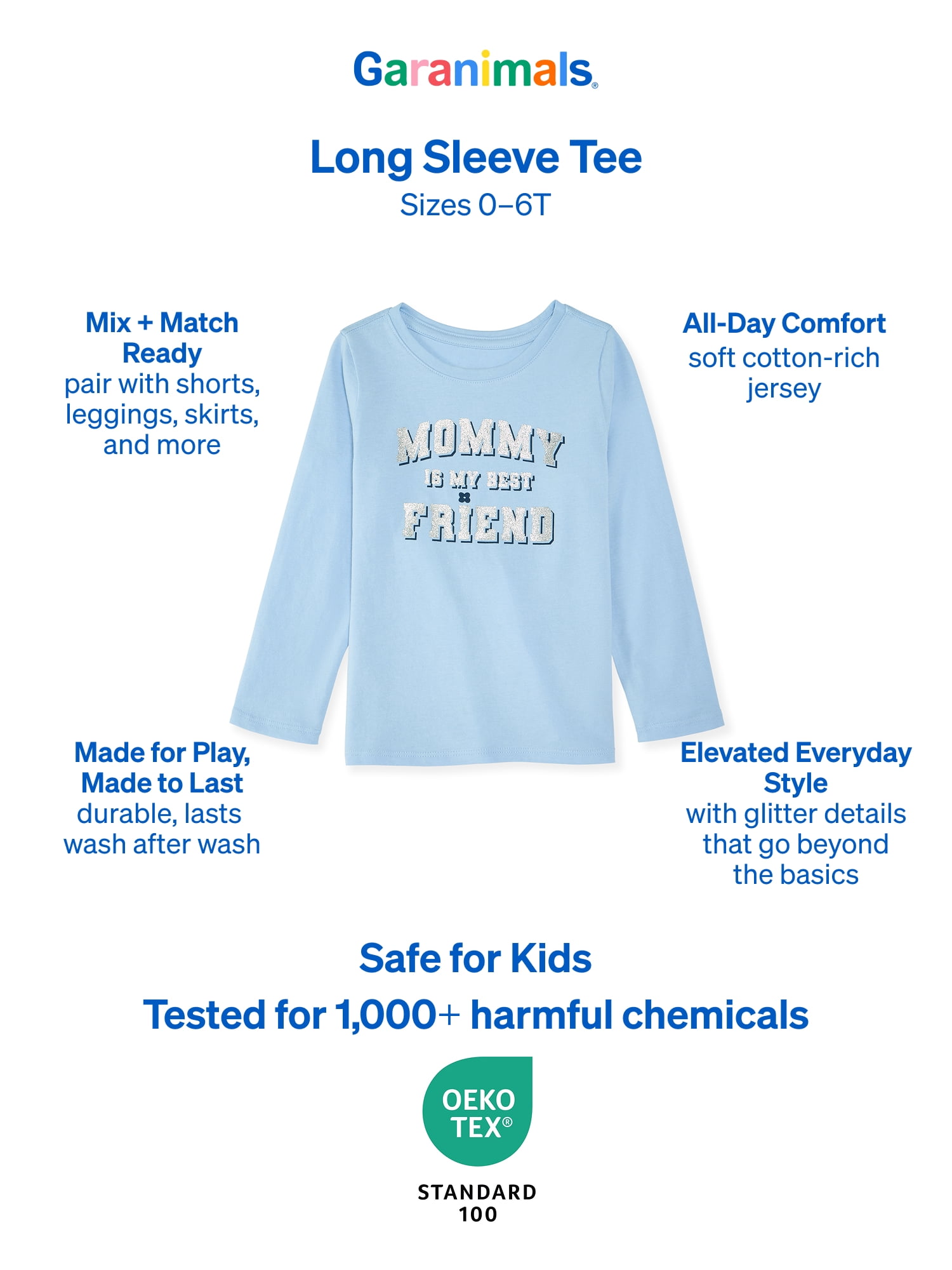 Garanimals Baby & Toddler Girl Long Sleeve Shirts, Single & 3-Pack, Sizes 0-6T