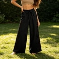 thumbnail image 5 of TaTaai Womens Wide Leg Pants Casual Loose Fit Cropped Trousers High Waist Adjustable Drawstring Ruffled Hem Breathable for Beach Holiday Gift, 5 of 7