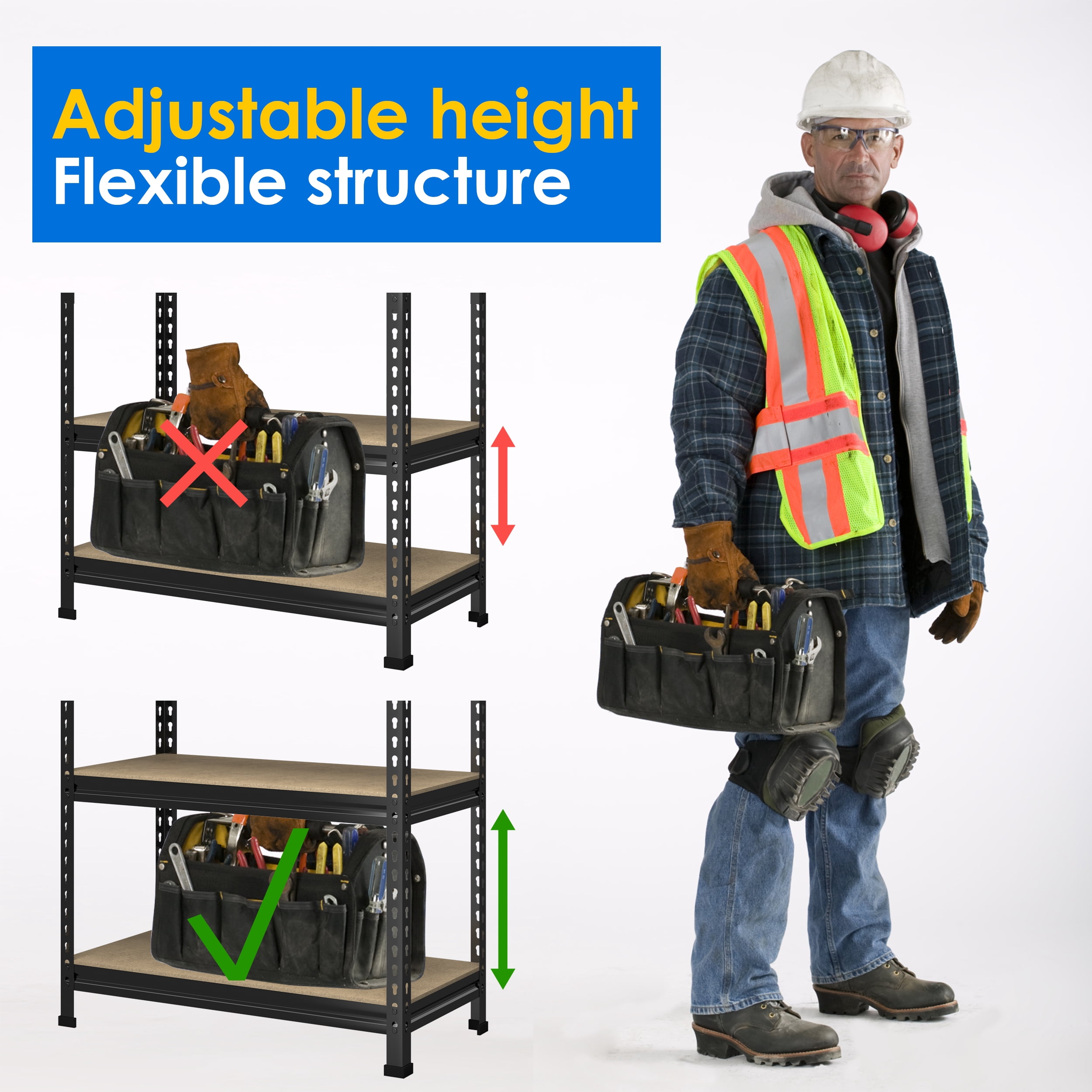 TrumanPick Storage Shelves Metal 5 Tier Adjustable Heavy Duty Shelves for Garage, 28" x 12" x 59", Black