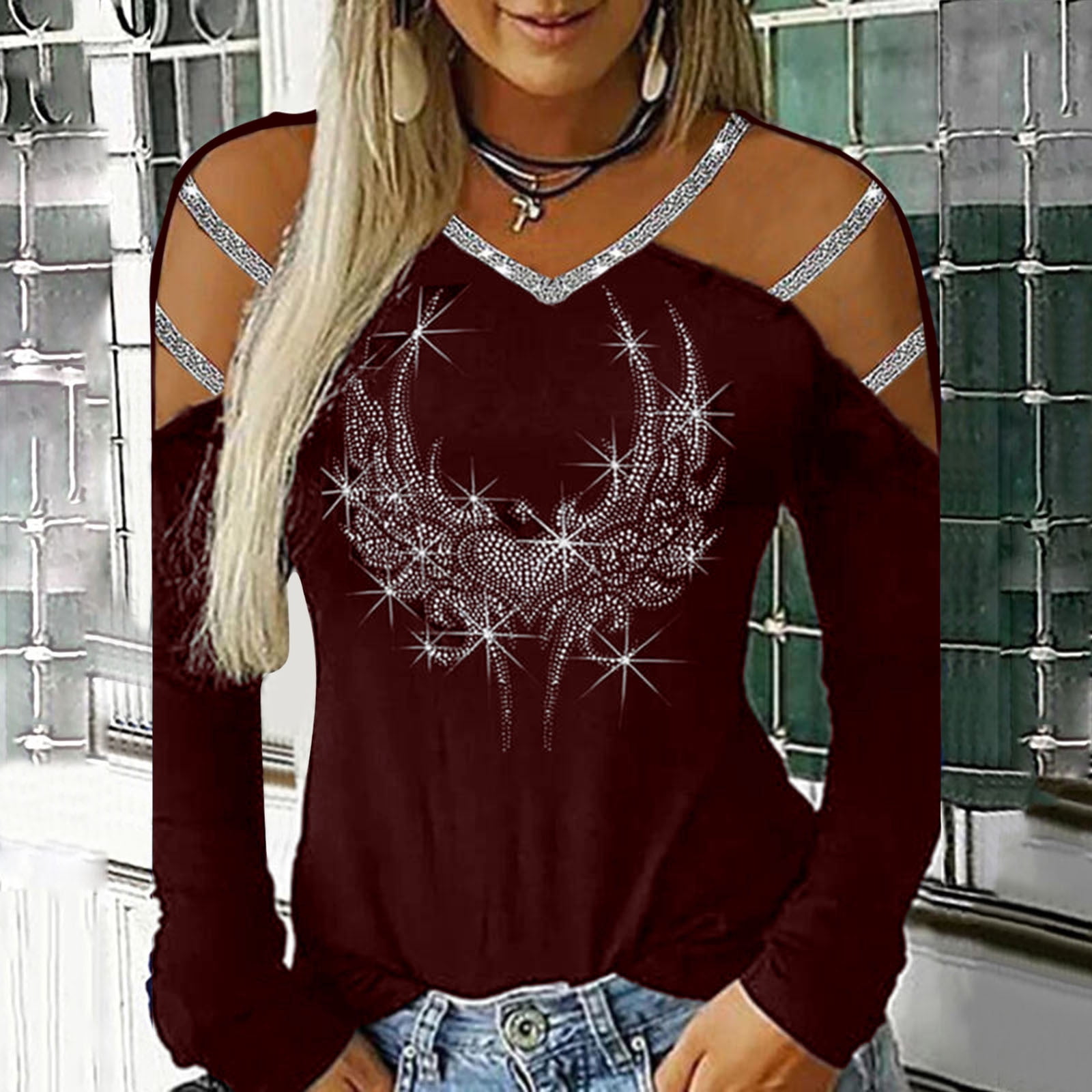 Sale Criss Cross Spider Web Studded Tunic Top