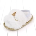 thumbnail image 4 of Girls Sandals Toddler, Faux Fur Slides with Elastic Back Strap Flats Shoes for Kids, 4 of 5