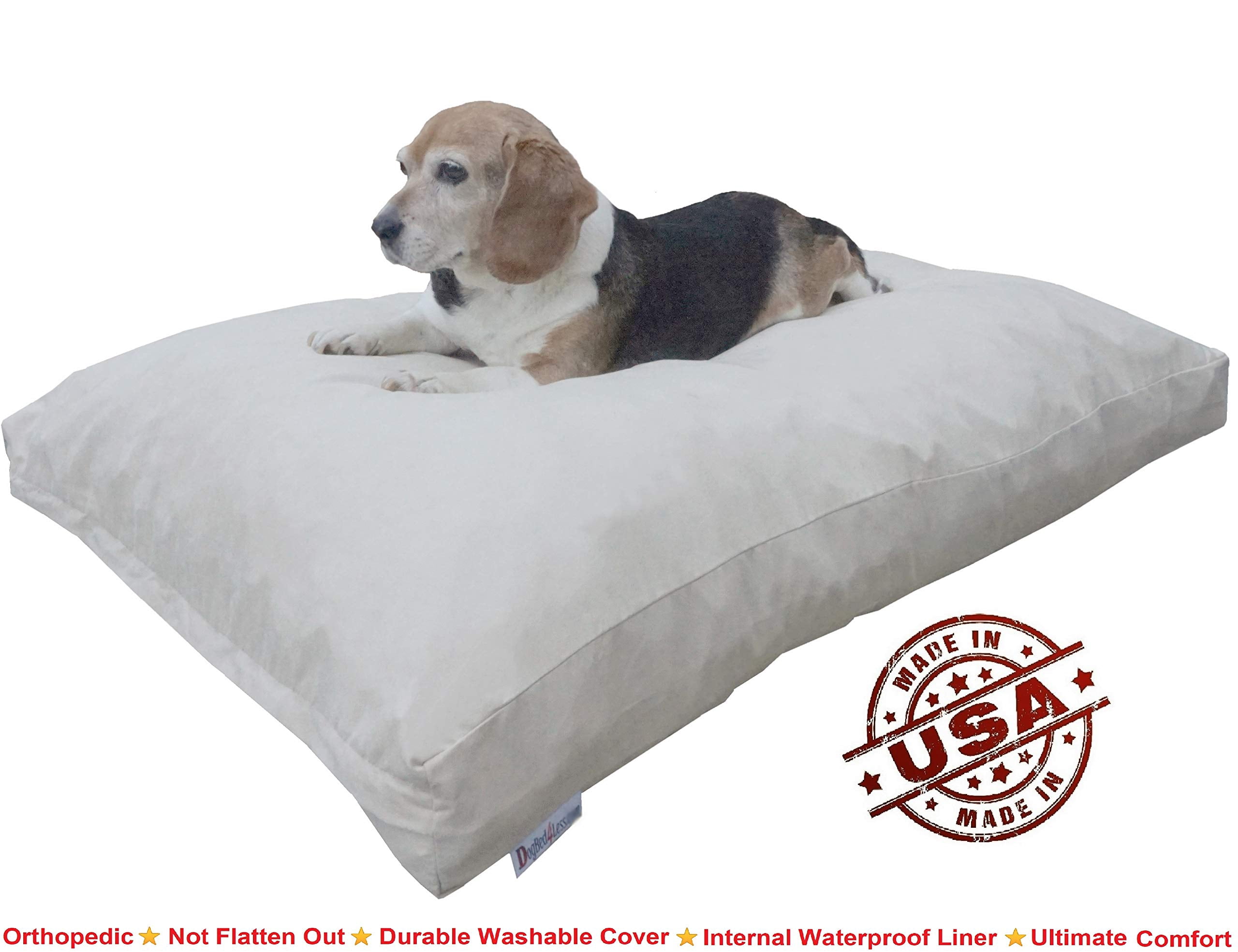 XXL Orthopedic Memory Foam Dog Bed for Large Breeds, Waterproof Inner Liner & Machine Washable Suede Cover, 55x37 Inch Extra Large Pet Pillow, Khaki