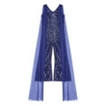 thumbnail image 6 of Alvivi Kids Flower Girl Shiny Sequins Jumpsuit Wide Leg Pants Cape Sleeve Pageant Party Romper Navy Blue 14, 6 of 7