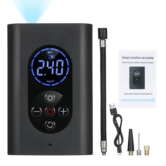 Tire Inflator Portable Air Compressor 150PSI Electric Air Pump with Pressure Gauge LED Light 4000mAh USB Rechargeable Power Bank Auto Shut Off for Car Bicycle Balls and Other Inflatables