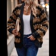thumbnail image 4 of Suéter de Invierno de Punto Holgado con Rayas y Mangas Farol para Mujer, Moda de Otoño Marrón Negro XL, 4 of 10