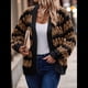 thumbnail image 4 of Suéter de Invierno de Punto Holgado con Rayas y Mangas Farol para Mujer, Moda de Otoño Marrón Negro L, 4 of 10