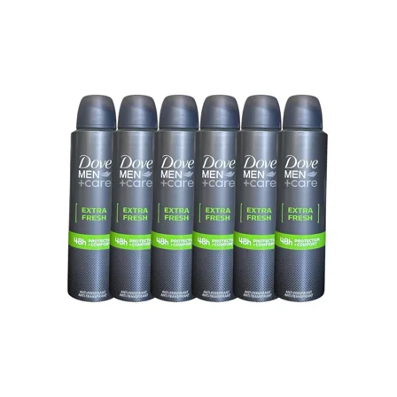 6 PK Dove Men   Care Extra Fresh Spray Deodorant & Antiperspirant 150ml