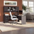 thumbnail image 3 of Bestar Ridgeley 65W L Shaped Desk with Hutch in charcoal maple, 3 of 4