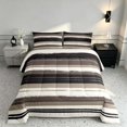 thumbnail image 2 of Manfei Abstract Brushstroke Stripe Full Size Comforter Sets, Neutral Tone Bedding Comforter Set, Beige Black, Black Reversible 3 Pieces, 1 Comforter and 2 Pillowcases, 2 of 6