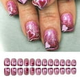 thumbnail image 2 of Glossy Heart Designs Short Square False Nails Set for Romance Valentine's Day Manicure 24Pcs, 2 of 9